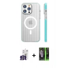 MARSİLYAN™- iPhone 16 Pro Max Kılıf Pusula Minimal Koleksiyonu - Şeffaf 360 Full Body Arka Koruyucu + Bilvis Titan Kamera Lens - TMGI