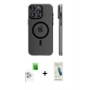 MARSİLYAN™- iPhone 16 Pro Max Kılıf Pusula Minimal Koleksiyonu - Şeffaf Pasifik Cam Ekran Koruyucu + Beyaz Raze Metal Kamera Lens