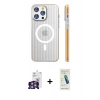 MARSİLYAN™- iPhone 16 Pro Max Kılıf Pusula Minimal Koleksiyonu - Şeffaf Pasifik Cam Ekran Koruyucu + Bilvis Titan Kamera Lens - GS