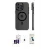 MARSİLYAN™- iPhone 16 Pro Max Kılıf Pusula Minimal Koleksiyonu - Şeffaf Pasifik Cam Ekran Koruyucu + Bilvis Titan Kamera Lens - GS