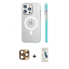 MARSİLYAN™- iPhone 16 Pro Max Kılıf Pusula Minimal Koleksiyonu - Şeffaf Pasifik Cam Ekran Koruyucu + Çöl Titanyum Pers Alüminyum Kamera Lens