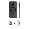 MARSİLYAN™- iPhone 16 Pro Max Kılıf Pusula Minimal Koleksiyonu - Şeffaf Pasifik Cam Ekran Koruyucu + PVD Metal Kamera Lens - GD