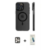 MARSİLYAN™- iPhone 16 Pro Max Kılıf Pusula Minimal Koleksiyonu - Şeffaf Pasifik Cam Ekran Koruyucu + PVD Metal Kamera Lens - GD