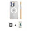 MARSİLYAN™- iPhone 16 Pro Max Kılıf Pusula Minimal Koleksiyonu - Şeffaf Pasifik Cam Ekran Koruyucu + PVD Metal Kamera Lens - GS