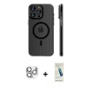 MARSİLYAN™- iPhone 16 Pro Max Kılıf Pusula Minimal Koleksiyonu - Şeffaf Pasifik Cam Ekran Koruyucu + Gümüş Pers Alüminyum Kamera Lens