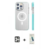 MARSİLYAN™- iPhone 16 Pro Max Kılıf Pusula Minimal Koleksiyonu - Şeffaf Pasifik Cam Ekran Koruyucu + PVD Metal Kamera Lens - GS
