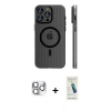 MARSİLYAN™- iPhone 16 Pro Max Kılıf Pusula Minimal Koleksiyonu - Şeffaf Pasifik Cam Ekran Koruyucu + Gümüş Pers Alüminyum Kamera Lens