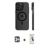 MARSİLYAN™- iPhone 16 Pro Max Kılıf Pusula Minimal Koleksiyonu - Şeffaf Pasifik Cam Ekran Koruyucu + PVD Metal Kamera Lens - GS