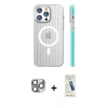 MARSİLYAN™- iPhone 16 Pro Max Kılıf Pusula Minimal Koleksiyonu - Şeffaf Pasifik Cam Ekran Koruyucu + Pers Alüminyum Kamera Lens - GI