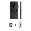 MARSİLYAN™- iPhone 16 Pro Max Kılıf Pusula Minimal Koleksiyonu - Şeffaf Pasifik Cam Ekran Koruyucu + PVD Metal Kamera Lens - SH