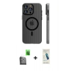 MARSİLYAN™- iPhone 16 Pro Max Kılıf Pusula Minimal Koleksiyonu - Şeffaf Pasifik Cam Ekran Koruyucu + Raze Metal Kamera Lens - SH