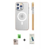 MARSİLYAN™- iPhone 16 Pro Max Kılıf Pusula Minimal Koleksiyonu - Şeffaf Pasifik Cam Ekran Koruyucu + Raze Metal Kamera Lens - NLGY