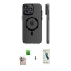 MARSİLYAN™- iPhone 16 Pro Max Kılıf Pusula Minimal Koleksiyonu - Şeffaf Pasifik Cam Ekran Koruyucu + Raze Metal Kamera Lens - NLGY