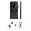 MARSİLYAN™- iPhone 16 Pro Max Kılıf Pusula Minimal Koleksiyonu - Şeffaf Pasifik Cam Ekran Koruyucu + Raze Metal Kamera Lens - NLGY