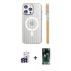 MARSİLYAN™- iPhone 16 Pro Max Kılıf Pusula Minimal Koleksiyonu - Siyah 360 Mat Full Body Arka Koruyucu + Bilvis Titan Kamera Lens - TMGI