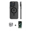 MARSİLYAN™- iPhone 16 Pro Max Kılıf Pusula Minimal Koleksiyonu - Siyah 360 Mat Full Body Arka Koruyucu + Pers Alüminyum Kamera Lens - GI