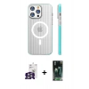 MARSİLYAN™- iPhone 16 Pro Max Kılıf Pusula Minimal Koleksiyonu - Siyah 360 Mat Full Body Arka Koruyucu + Gümüş Bilvis Titan Kamera Lens