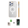 MARSİLYAN™- iPhone 16 Pro Max Kılıf Pusula Minimal Koleksiyonu - Siyah 360 Mat Full Body Arka Koruyucu + Raze Metal Kamera Lens - NLGY