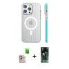 MARSİLYAN™- iPhone 16 Pro Max Kılıf Pusula Minimal Koleksiyonu - Siyah 360 Mat Full Body Arka Koruyucu + Raze Metal Kamera Lens - NLGY