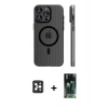 MARSİLYAN™- iPhone 16 Pro Max Kılıf Pusula Minimal Koleksiyonu - Siyah 360 Mat Full Body Arka Koruyucu + PVD Metal Kamera Lens - SH