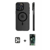 MARSİLYAN™- iPhone 16 Pro Max Kılıf Pusula Minimal Koleksiyonu - Siyah 360 Mat Full Body Arka Koruyucu + PVD Metal Kamera Lens - GS