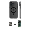 MARSİLYAN™- iPhone 16 Pro Max Kılıf Pusula Minimal Koleksiyonu - Siyah 360 Mat Full Body Arka Koruyucu + PVD Metal Kamera Lens - GD