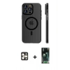 MARSİLYAN™- iPhone 16 Pro Max Kılıf Pusula Minimal Koleksiyonu - Siyah 360 Mat Full Body Arka Koruyucu + PVD Metal Kamera Lens - GD