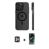 MARSİLYAN™- iPhone 16 Pro Max Kılıf Pusula Minimal Koleksiyonu - Siyah 360 Mat Full Body Arka Koruyucu + PVD Metal Kamera Lens - SH