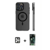 MARSİLYAN™- iPhone 16 Pro Max Kılıf Pusula Minimal Koleksiyonu - Siyah 360 Mat Full Body Arka Koruyucu + PVD Metal Kamera Lens - GS