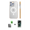MARSİLYAN™- iPhone 16 Pro Max Kılıf Pusula Minimal Koleksiyonu - Siyah 360 Mat Full Body Arka Koruyucu + Raze Metal Kamera Lens - SH