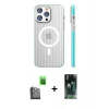 MARSİLYAN™- iPhone 16 Pro Max Kılıf Pusula Minimal Koleksiyonu - Siyah 360 Mat Full Body Arka Koruyucu + Raze Metal Kamera Lens - SH