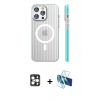 MARSİLYAN™- iPhone 16 Pro Max Kılıf Pusula Minimal Koleksiyonu - Siyah 3D Antistatik Cam Ekran Koruyucu + PVD Metal Kamera Lens - GD