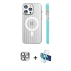 MARSİLYAN™- iPhone 16 Pro Max Kılıf Pusula Minimal Koleksiyonu - Siyah 3D Antistatik Cam Ekran Koruyucu + Pers Alüminyum Kamera Lens - GI