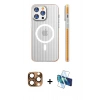MARSİLYAN™- iPhone 16 Pro Max Kılıf Pusula Minimal Koleksiyonu - Siyah 3D Antistatik Cam Ekran Koruyucu + Pers Alüminyum Kamera Lens - CLTM