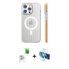 MARSİLYAN™- iPhone 16 Pro Max Kılıf Pusula Minimal Koleksiyonu - Siyah 3D Antistatik Cam Ekran Koruyucu + Raze Metal Kamera Lens - BZ