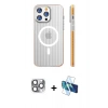 MARSİLYAN™- iPhone 16 Pro Max Kılıf Pusula Minimal Koleksiyonu - Siyah 3D Antistatik Cam Ekran Koruyucu + Pers Alüminyum Kamera Lens - GI