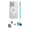 MARSİLYAN™- iPhone 16 Pro Max Kılıf Pusula Minimal Koleksiyonu - Siyah 3D Antistatik Cam Ekran Koruyucu + Raze Metal Kamera Lens - SH