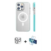 MARSİLYAN™- iPhone 16 Pro Max Kılıf Pusula Minimal Koleksiyonu - Siyah 3D Antistatik Cam Ekran Koruyucu + Pers Alüminyum Kamera Lens - GS