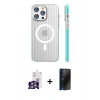 MARSİLYAN™- iPhone 16 Pro Max Kılıf Pusula Minimal Koleksiyonu - Siyah 3D Antistatik Hayalet Cam Ekran Koruyucu + Bilvis Titan Kamera Lens - GS