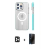 MARSİLYAN™- iPhone 16 Pro Max Kılıf Pusula Minimal Koleksiyonu - Siyah 3D Antistatik Hayalet Cam Ekran Koruyucu + PVD Metal Kamera Lens - SH