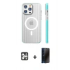 MARSİLYAN™- iPhone 16 Pro Max Kılıf Pusula Minimal Koleksiyonu - Siyah 3D Antistatik Hayalet Cam Ekran Koruyucu + PVD Metal Kamera Lens - GS