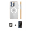 MARSİLYAN™- iPhone 16 Pro Max Kılıf Pusula Minimal Koleksiyonu - Siyah 3D Antistatik Hayalet Cam Ekran Koruyucu + PVD Metal Kamera Lens - GD