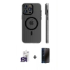 MARSİLYAN™- iPhone 16 Pro Max Kılıf Pusula Minimal Koleksiyonu - Siyah 3D Antistatik Hayalet Cam Ekran Koruyucu + Bilvis Titan Kamera Lens - TMGI