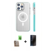 MARSİLYAN™- iPhone 16 Pro Max Kılıf Pusula Minimal Koleksiyonu - Siyah 3D Antistatik Hayalet Cam Ekran Koruyucu + Raze Metal Kamera Lens - CLTM