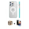 MARSİLYAN™- iPhone 16 Pro Max Kılıf Pusula Minimal Koleksiyonu - Siyah 3D Antistatik Mat Seramik Nano Ekran Koruyucu + Pers Alüminyum Kamera Lens - CLTM