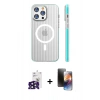 MARSİLYAN™- iPhone 16 Pro Max Kılıf Pusula Minimal Koleksiyonu - Siyah 3D Antistatik Mat Seramik Nano Ekran Koruyucu + Bilvis Titan Kamera Lens - SH