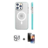 MARSİLYAN™- iPhone 16 Pro Max Kılıf Pusula Minimal Koleksiyonu - Siyah 3D Antistatik Mat Seramik Nano Ekran Koruyucu + Gümüş Pers Alüminyum Kamera Lens