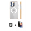 MARSİLYAN™- iPhone 16 Pro Max Kılıf Pusula Minimal Koleksiyonu - Siyah 3D Antistatik Mat Seramik Nano Ekran Koruyucu + Gümüş PVD Metal Kamera Lens