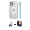 MARSİLYAN™- iPhone 16 Pro Max Kılıf Pusula Minimal Koleksiyonu - Siyah 3D Antistatik Mat Seramik Nano Ekran Koruyucu + Bilvis Titan Kamera Lens - TMGI