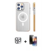 MARSİLYAN™- iPhone 16 Pro Max Kılıf Pusula Minimal Koleksiyonu - Siyah 3D Antistatik Mat Seramik Nano Ekran Koruyucu + Gri Pers Alüminyum Kamera Lens